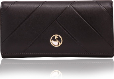 

BeeFashionable Women Black Artificial Leather Wrist Wallet(6 Card Slots), Gold crome croos locket pocket back side;trendy black