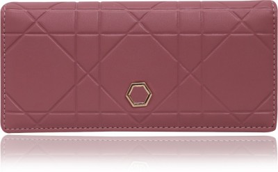 

Bee fashionable Women Pink Artificial Leather Wrist Wallet(6 Card Slots), Gold crome cross lock pocket back side;light pink