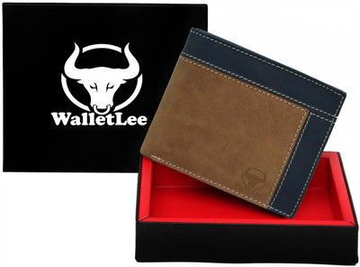 

WalletLee Men Brown, Blue Genuine Leather Wallet(6 Card Slots), Brown;bule