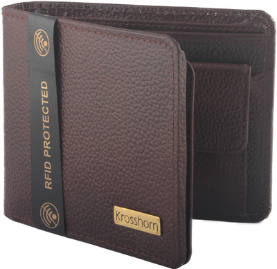 

Krosshorn Men Brown Genuine Leather Wallet(7 Card Slots)