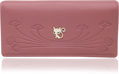 

Bee fashionable Women Pink Artificial Leather Wrist Wallet(6 Card Slots), Gold crome cross lock pocket back side;light pink