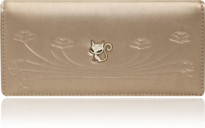 

Bee fashionable Women Gold Artificial Leather Wrist Wallet(6 Card Slots), Gold crome cros lock pocket back side;sparkey gold