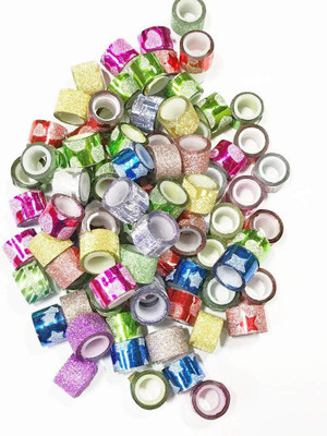 

AsianHobbyCrafts 90pcs Glitter Tape Small Handheld Designed Art & Craft Tape Adhesive Stationery for Kids Project Craft / Fancy Stationary Items
