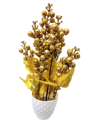 

SS Decor Gold Assorted Artificial Flower with Pot(12 inch, Pack of 1)