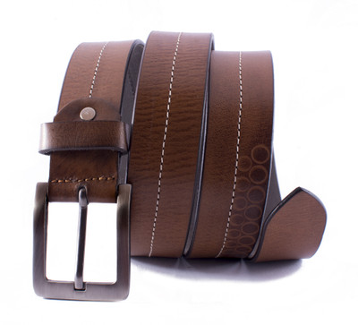 

U+N Men Casual Brown Genuine Leather Belt