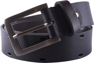

U+N Men Casual Black Genuine Leather Belt