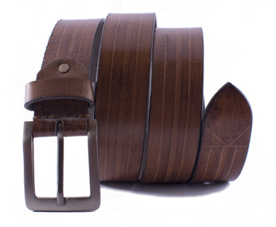 

U+N Men Casual Brown Genuine Leather Belt