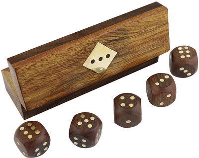 

SKAVIJ Wooden Dice Box and 5 Dice Set Board Game