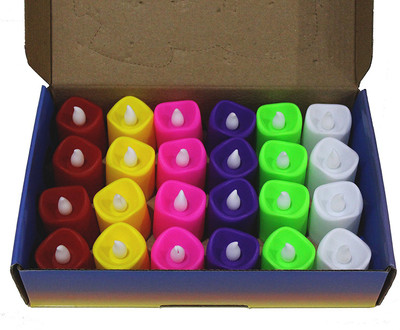 Craftsells led tlight multi color diwali candle Candle(Multicolor, Pack of 24)