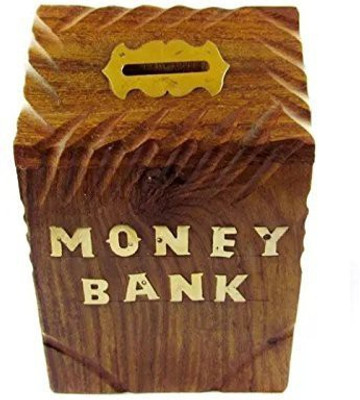 

Craftatoz Wooden Money Bank Hut Shape Coin Bank(Brown)