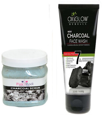 

Pink Root CHARCOAL SCRUB 500ML WITH OXYGLOW CHARCOAL FACE WASH(Set of 2)