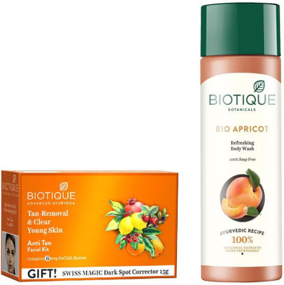 

BIOTIQUE BIO Bio New Anti Tan Facial Kit, Apricot Body Wash(Set of 2)