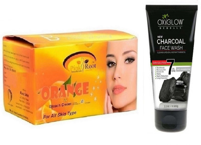 

Pink Root ORANGE BLEACH 250G WITH OXYGLOW CHARCOAL FACE WASH(Set of 2)