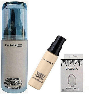 

DAZZLING Silicon Puff & Pro Longwear Concealer & Matchmaster Foundation(Set of 3)