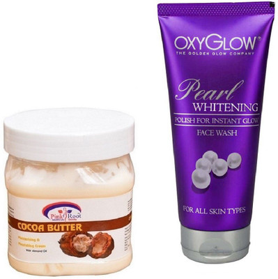 

Pink Root COCOA BUTTER CREAM 500ML WITH OXYGLOW PEARL WHITENING FACE WASH(Set of 2)