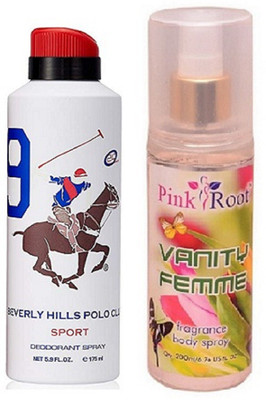 

Pink Root VANITY FEMME MIST 200ML WITH BHPC POLO WHITE DEO 175ML(Set of 2)