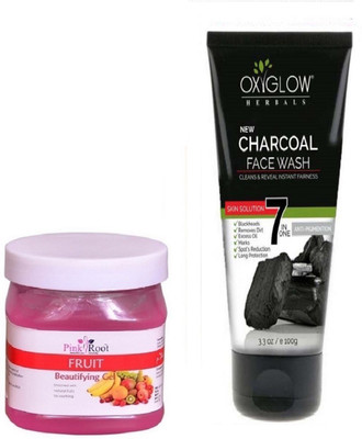 

Pink Root FRUIT GEL 500ML WITH OXYGLOW CHARCOAL FACE WASH(Set of 2)