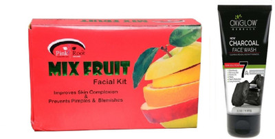 

Pink Root MIX FRUIT FACIAL KIT 83GM WITH OXYGLOW CHARCOAL FACE WASH(Set of 2)