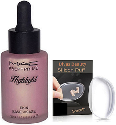 

divas beauty Silicon Puff, Prep+Prime Skin Base Visage Highlight(Set of 2)