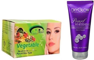 

Pink Root VEGETABLE BLEACH 250G WITH OXYGLOW PEARL WHITENING FACE WASH(Set of 2)