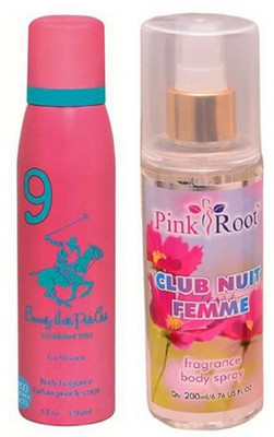 

Pink Root CLUB NUIT FEMME MIST 200ML WITH BHPC POLO PINK DEO 175ML(Set of 2)