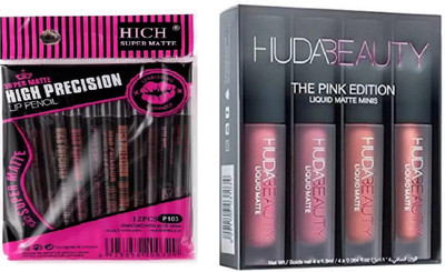 

hich Super High Precision lip pencil & Beauty Pink Edition liquid Lipstick Set Of 4(Set of 2)