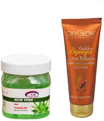 

Pink Root ALOE VERA GEL 500ML WITH OXYGLOW GOLDEN PAPAYA FACE WASH(Set of 2)