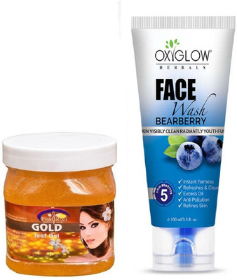

Pink Root GOLD LEAF GEL 500ML WITH OXYGLOW BEARBERRY FACE WASH(Set of 2)