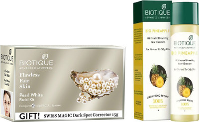 

BIOTIQUE BIO Bio Pearl White Facial Kit, Pineapple Oil Control Face Cleanser For Normal To Oil Skin(Set of 2)