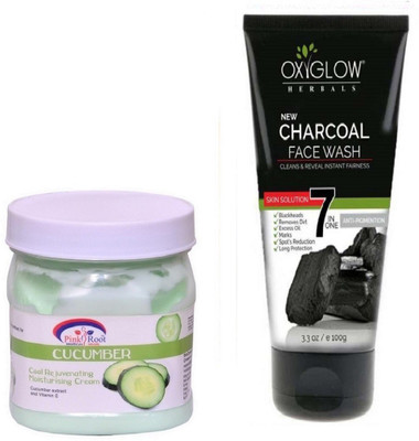

Pink Root CUCUMBER CREAM 500ML WITH OXYGLOW CHARCOAL FACE WASH(Set of 2)