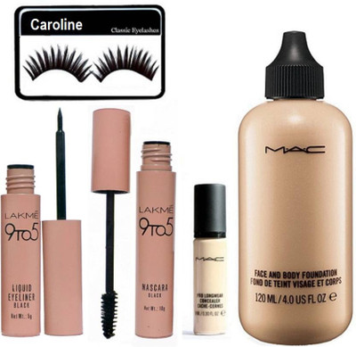 

caroline Eyelashes, Face and Body Foundation, Pro longwear Concealer, Eyeliner & Mascara(Set of 5)