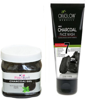

Pink Root CHARCOAL GEL 500ML WITH OXYGLOW CHARCOAL FACE WASH(Set of 2)