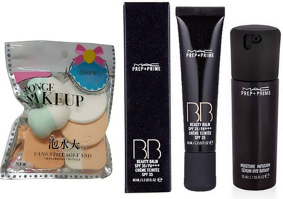 

GLORIST Beauty Blender With Mac Prep+Prime Infusion Moisture Face Serum With Cream Teintee BB Foundation (Set of 3)(Set of 3)