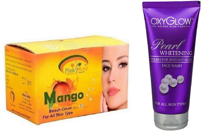

Pink Root MANGO BLEACH 250G WITH OXYGLOW PEARL WHITENING FACE WASH(Set of 2)