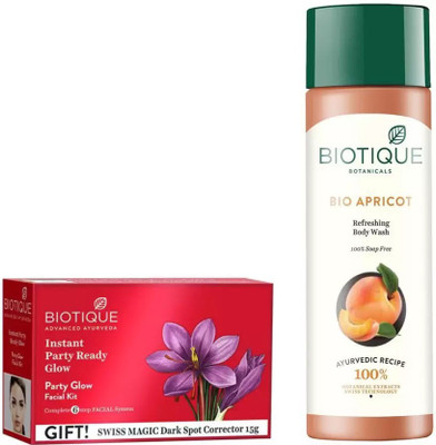 

BIOTIQUE BIO Bio Party Glow Facial Kit, Bio Apricot Body Wash(Set of 2)