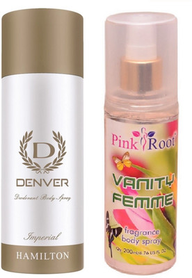 

Pink Root VANITY FEMME MIST 200ML WITH DENVER IMPERIAL DEO(Set of 2)