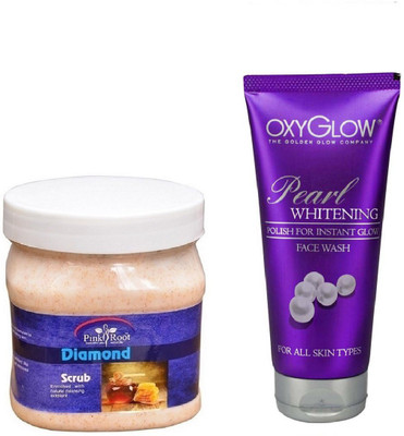 

Pink Root DIAMOND SCRUB 500ML WITH OXYGLOW PEARL WHITENING FACE WASH(Set of 2)