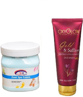 

Pink Root FOOT SPA CREAM 500ML WITH OXYGLOW GOLD & SAFFRON FACE WASH(Set of 2)