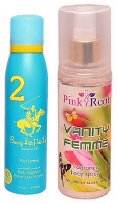 

Pink Root VANITY FEMME MIST 200ML WITH BHPC POLO WOMEN BLUE DEO 175ML(Set of 2)