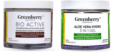 

Greenberry Organics Bio Active D-Tan Scrub for Brightening Combo with Aloe Vera Gel for Summers(Set of 2)