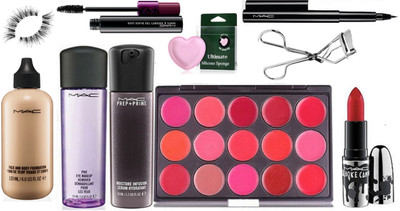 

Ultimate Silicon puff With Eyelashes & Face And Body Foundation & Pro EYe Makeup Remover And Prep+Prime Face Serum, Double Effect Mascara,Pen Eyeliner,Brooke Candy Lipstick,Lip Palette,Eyelashes & Eyelashes Curler(Set of 10)