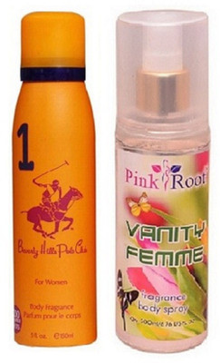

Pink Root VANITY FEMME MIST 200ML WITH BHPC POLO ORANGE DEO 175ML(Set of 2)