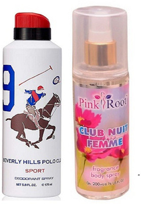 Pink Root CLUB NUIT FEMME MIST 200ML WITH BHPC POLO WHITE DEO 175ML(Set of 2)