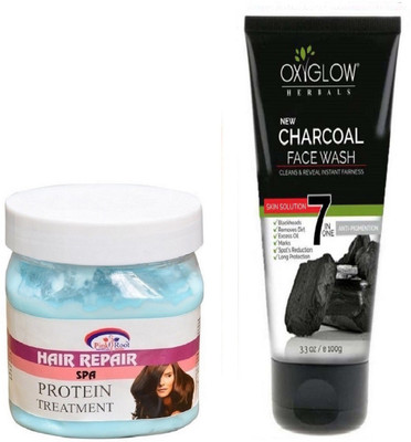 

Pink Root HAIR REPAIR SPA 500ML WITH OXYGLOW CHARCOAL FACE WASH(Set of 2)