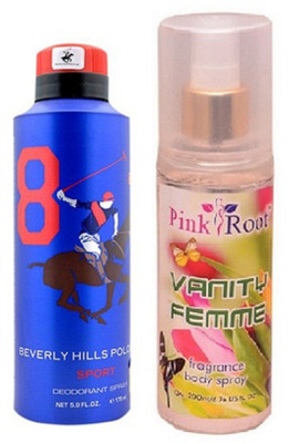 

Pink Root VANITY FEMME MIST 200ML WITH BHPC POLO MEN BLUE DEO 175ML(Set of 2)