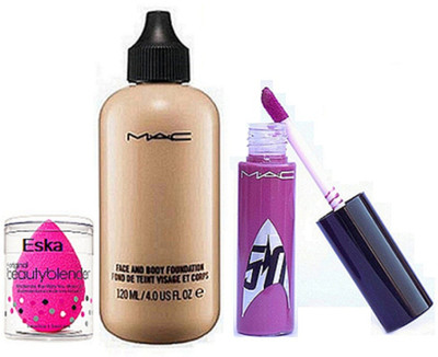 

Eska Sponge Puff & Mac Face & Body Foundation & Star Trek Lip Gloss(Set of 3)