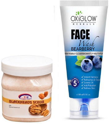 

Pink Root BLEACKHEADS SCRUB 500ML WITH OXYGLOW BEARBERRY FACE WASH(Set of 2)