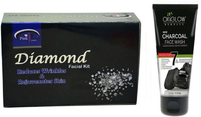 

Pink Root DIAMOND FACIAL KIT 83GM WITH OXYGLOW CHARCOAL FACE WASH(Set of 2)