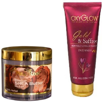 

Pink Root SHEA BUTTER SKIN CREAM 100GM WITH OXYGLOW GOLD & SAFFRON FACE WASH(Set of 2)