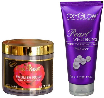 

Pink Root ENGLISH ROSE 100GM WITH OXYGLOW PEARL WHITENING FACE WASH(Set of 2)